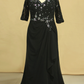 Plus Size Black V Neck Mother Of The Bride Dresses With Beads And Applique Chiffon