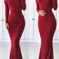 Sexy Off the Shoulder Long Sleeve Sweetheart Red Prom Dresses, Graduation SRS15668