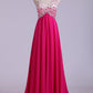 Prom Dresses A Line One Shoulder With Beading Tulle & Chiffon Sweep Train
