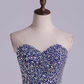 Homecoming Dresses Sheath Sweetheart Mini With Rhinestones&Beads Dark Royal Blue