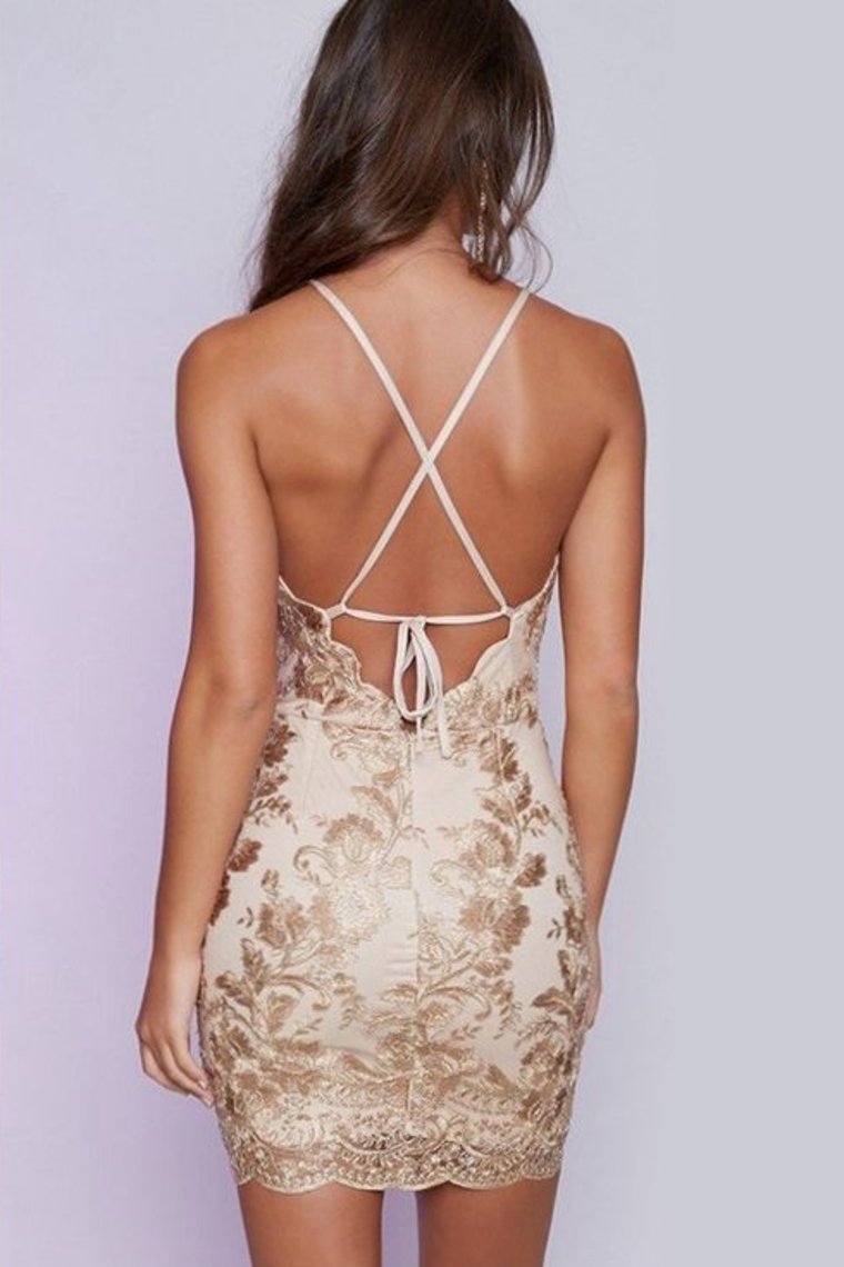 Spaghetti Straps Homecoming Dresses Chiffon With Applique Open Back