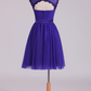2024 Homecoming Dresses Off The Shoulder Dark Royal Blue Tulle & Lace A Line