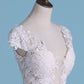 2024 Sexy Beach Wedding Dresses A-Line V-Neck Floor-Length Tulle With Slit