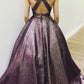 Gorgeous Long V-Neck Open Back Princess Prom Dresses With Pockets