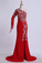 Long Dress One Sleeve Beaded Bodice Sheath/Column With Chiffon Skirt