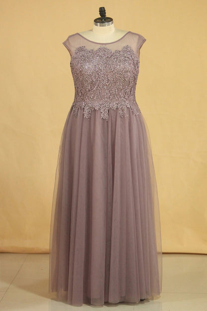 2024 Prom Dresses A Line Scoop Floor Length Tulle With Applique