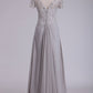 2024 A Line Scoop Mother Of The Bride Dresses Chiffon With Beads And Applique