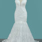 Wedding Dresses Straps Mermaid Tulle With Applique Sweep Train
