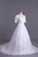 New Arrival Wedding Dresses Boat Neck Short Sleeves Chapel Train With Applique
