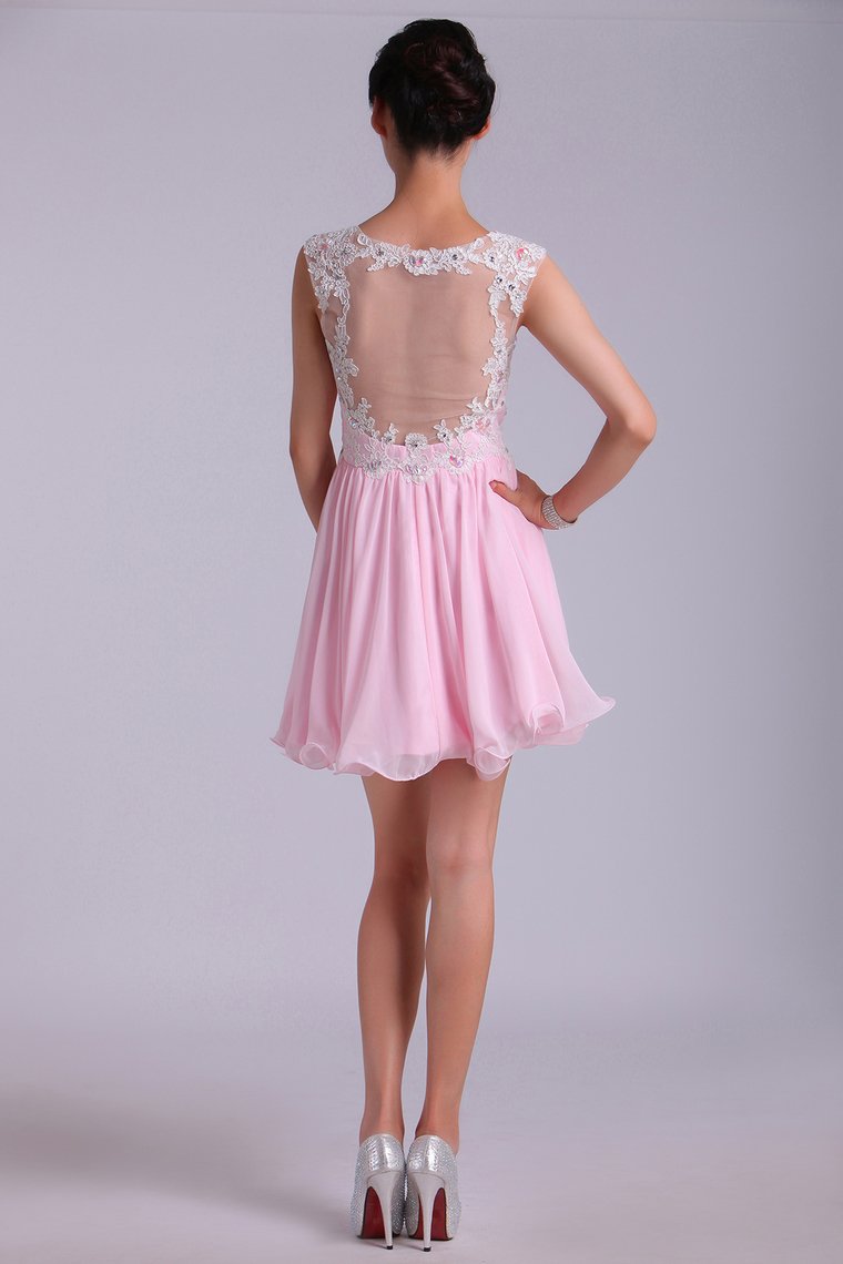 Straps A-Line/Princess Homecoming Dresses Chiffon With Applique