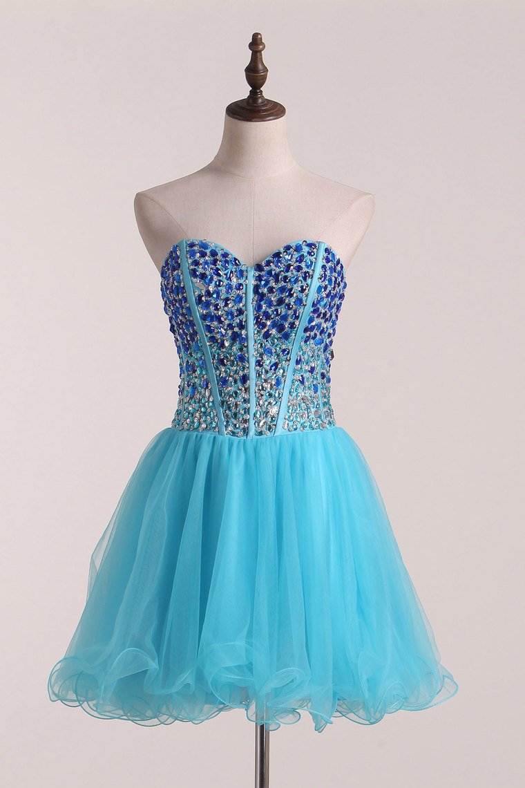 2024 Homecoming Dresses Sweetheart With Rhinestones Tulle A Line