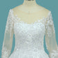 2024 A Line 3/4 Length Sleeves Tulle Scoop Wedding Dresses With Applique