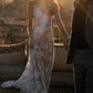 Rose Lace Sweetheart Boho Wedding Dresses Spaghetti Strap Beach Wedding Dresses JS381