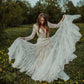 Charming Long Sleeves Lace V Neck Bohemian Backless Beach Wedding SRS20400