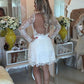Lace V Neck A Line Homecoming Dresses Long Sleeves Lace With Applique