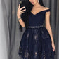 Homecoming Dresses A-Line Off-The-Shoulder Black Lace