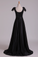 Deep V-Neck Evening Dresses A-Line Satin With Bow-Knot & Ribbon