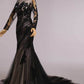 2024 Elegant Evening Dresses Mermaid Black Scoop Tulle With Applique Chic Mother Of Bridal Dresses