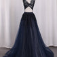 Prom Dresses Mermaid V Neck Tulle With Applique Sweep Train Detachable