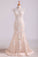 V Neck Prom Dresses Cap Sleeves Sweep Train With White Applique Open Back