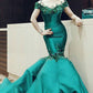 Scoop Mermaid Prom Dresses Satin With Beads And Applique