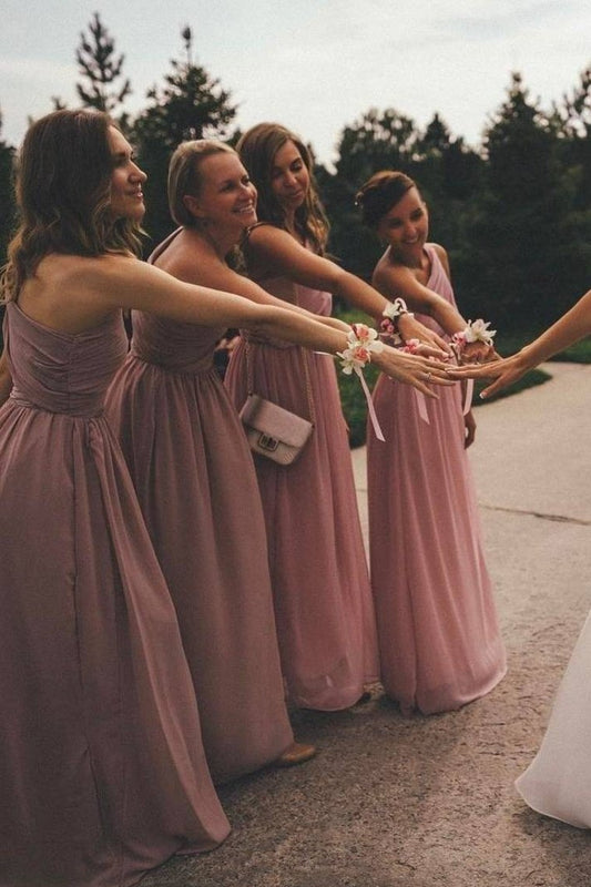 2024 Bridesmaid Dresses A Line One Shoulder Chiffon With Ruffle Floor Length