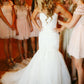 Charming Sweetheart Mermaid Long Ivory Lace Tulle Wedding Dresses