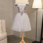 Tulle Boat Neck Homecoming Dresses A Line Tulle With Applique