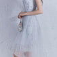 2024 Lace & Tulle Scoop Cap Sleeves Sheath Above Knee Length Homecoming Dresses