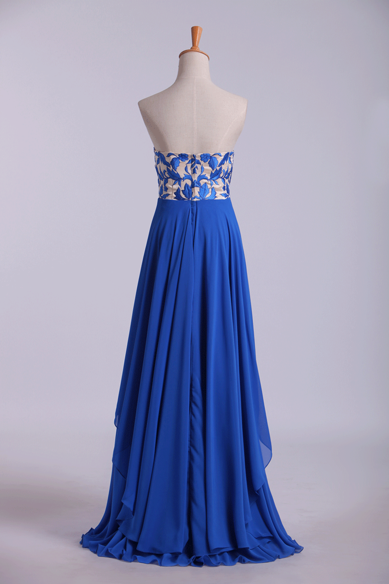 Prom Dresses Seetheart Princess With Embroidery Floor Length Chiffon