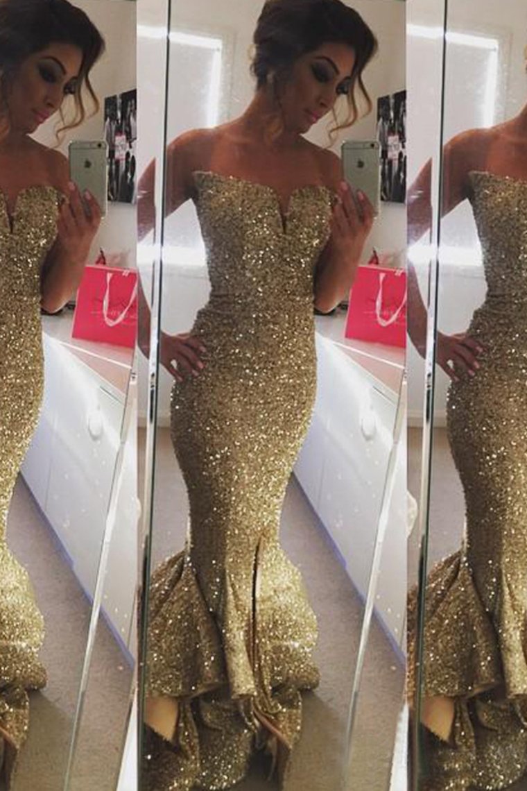 New Style Prom Dresses Sequined Zipper Up