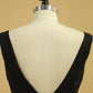 Black Lace Evening Dresses V Neck Open Back Sweep Train Sheath Size 8
