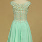 2024 Homecoming Dresses A Line Scoop Chiffon With Applique And Beads