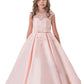 A Line Flower Girl Dresses Scoop Satin With Applique And Sash Floor Length