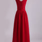Burgundy Off The Shoulder Evening Dresses A Line Ruched Bodice Chiffon Floor Length