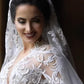 Luxurious Long Sleeves Scoop A Line Lace Wedding Dresses With Pearls Royal Train