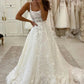 Charming A Line Scoop Neck Tulle Wedding Dresses with Appliques