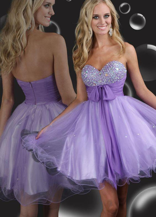Formal Short Dress Sweetheart Alexia Cocktail Homecoming Dresses Lavender Tulle With Beading CD10122