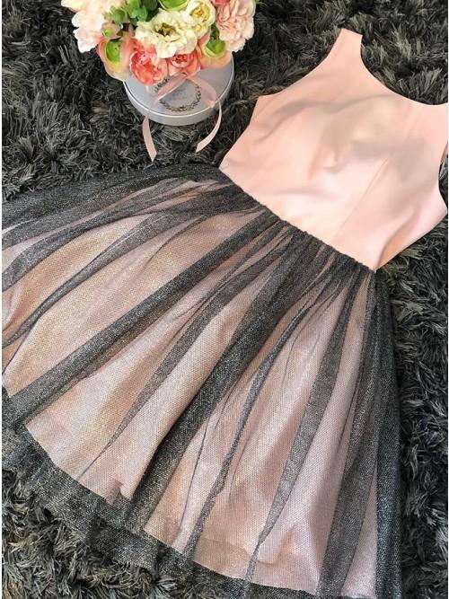 A-Line Yareli Homecoming Dresses Pink Round Neck Tulle CD10255