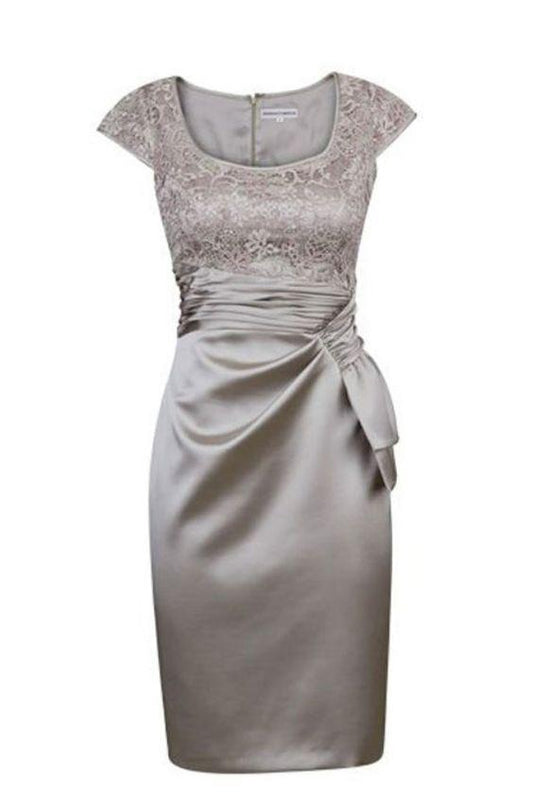 Evelin Homecoming Dresses Elegant Short Silver Cap Sleeves Mother Of The Bride Dress CD11697