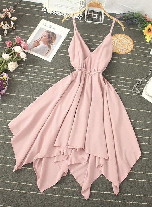 Gowns Womens Dress V Neck Irregular Dress Judy Chiffon A Line Homecoming Dresses CD12256