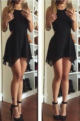 Chiffon Cheyanne Homecoming Dresses Black Dress Sexy Halter Party Dress Backless Dress For Summer Party CD1353