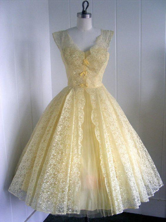 1950S Vintage Ball Gown V Neck Mini Lace Gabriela Cocktail Homecoming Dresses Short Dress