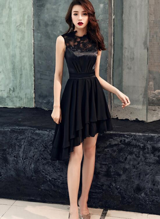 Chic High Low And Party Dress High Satin Lace Chiffon Homecoming Dresses Leila Low CD20821