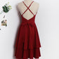 Beautiful Dark Red V-Neckline Layers Women Dresses Fashion Women Tia Homecoming Dresses Chiffon CD2088