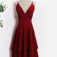 Beautiful Dark Red V-Neckline Layers Women Dresses Fashion Women Tia Homecoming Dresses Chiffon CD2088