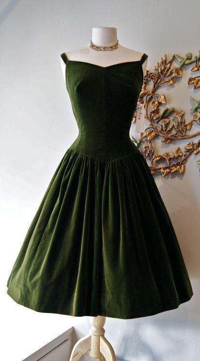 1950S Vintage Dress Dark Skylar Homecoming Dresses Green