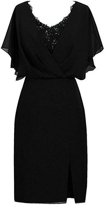 Black Sleeve Short Formal Evening Party Dana Homecoming Dresses Chiffon Gowns CD22831