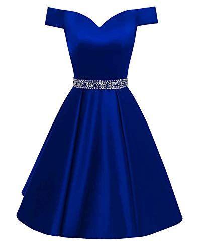 Backless Amy Satin Royal Blue Homecoming Dresses Cocktail A Line Beaded Dress CD23327