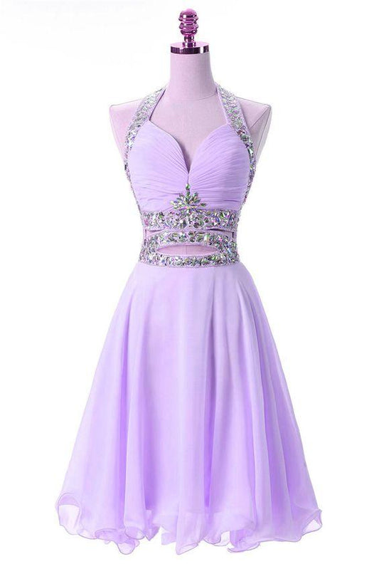Lovely Lavender Knee Length Party Dresses Cute Teen Formal Dress Chiffon Gladys Homecoming Dresses CD23338